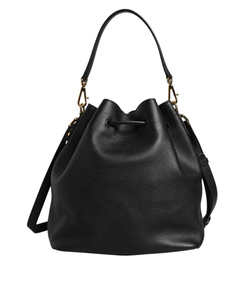 Dolce & Gabbana Black Calfskin Leather DOLCE Shoulder Bucket Bag