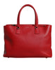 Dolce & Gabbana Red Calfskin Leather Logo Plaque Top Handle Bag