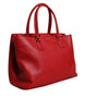 Dolce & Gabbana Red Calfskin Leather Logo Plaque Top Handle Bag