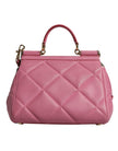Dolce & Gabbana Pink Leather Sicily Logo Shoulder Satchel Bag