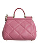 Dolce & Gabbana Pink Leather Sicily Logo Shoulder Satchel Bag