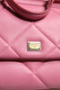 Dolce & Gabbana Pink Leather Sicily Logo Shoulder Satchel Bag