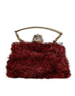 Dolce & Gabbana Red Gold Chain VANDA Tinsel Crystals Evening Clutch Bag