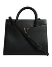 Versace Black Large Leather Top Handle Shoulder Crossbody Bag