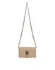 Versace Beige Gold Chain Calf Leather Wallet Crossbody Bag