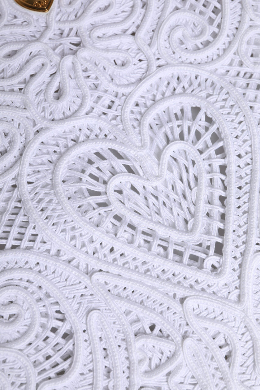 Dolce & Gabbana White Cordonetto Lace Beatrice Tote Shopping Bag