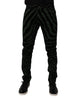 Dolce & Gabbana Black Green Stripes Cotton Skinny Denim Jeans