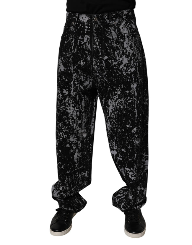 Dolce & Gabbana Black Tie Dye Cotton Straight Men Denim Jeans