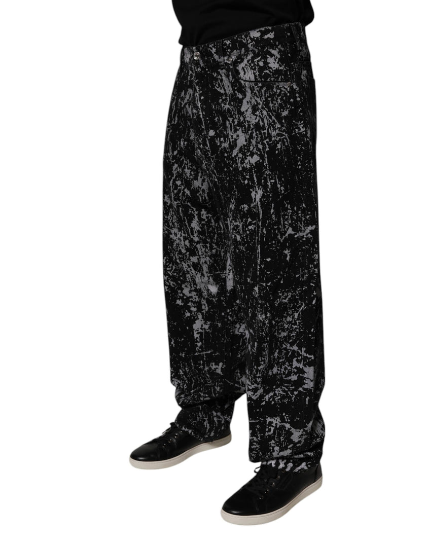Dolce & Gabbana Black Tie Dye Cotton Straight Men Denim Jeans