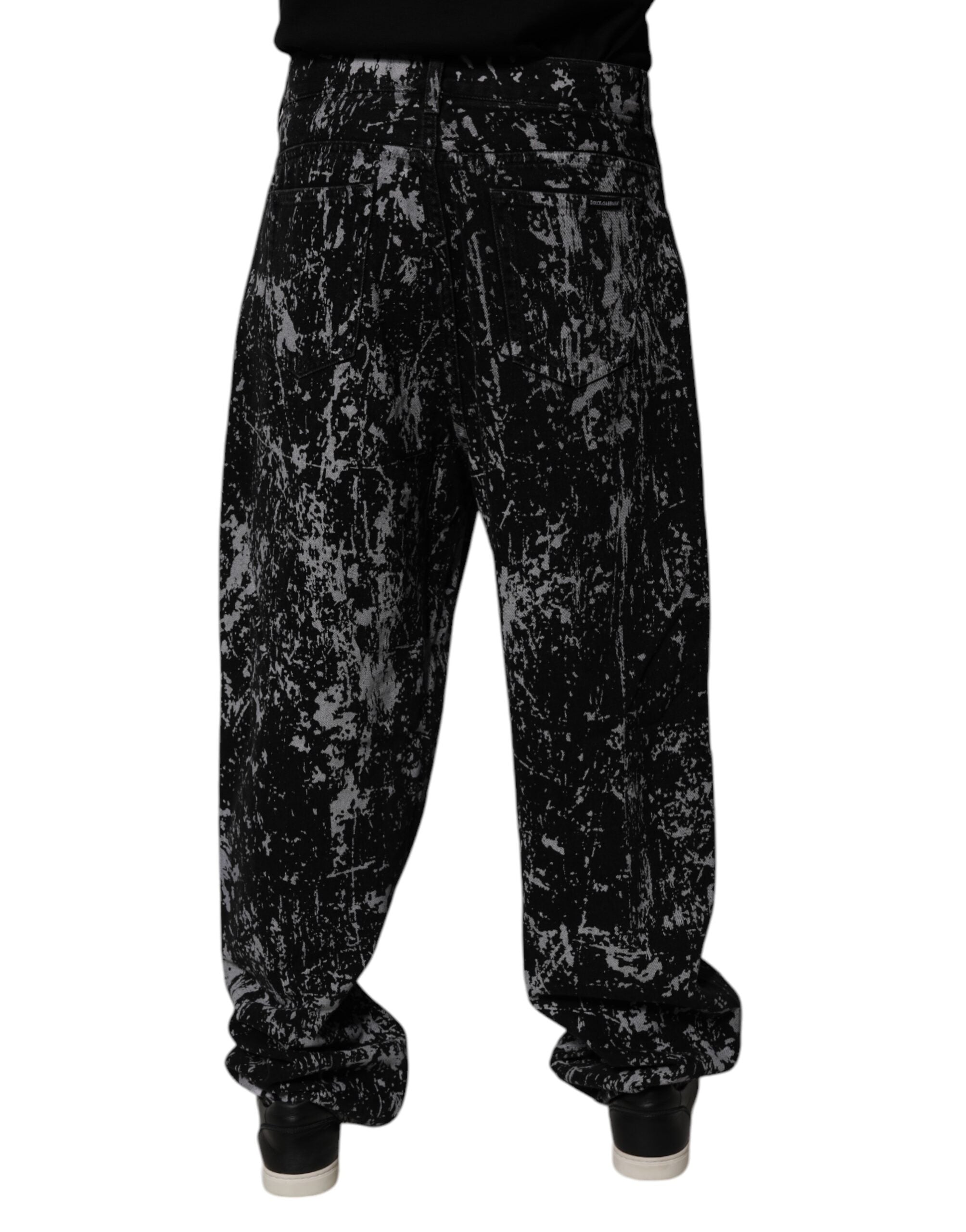 Dolce & Gabbana Black Tie Dye Cotton Straight Men Denim Jeans