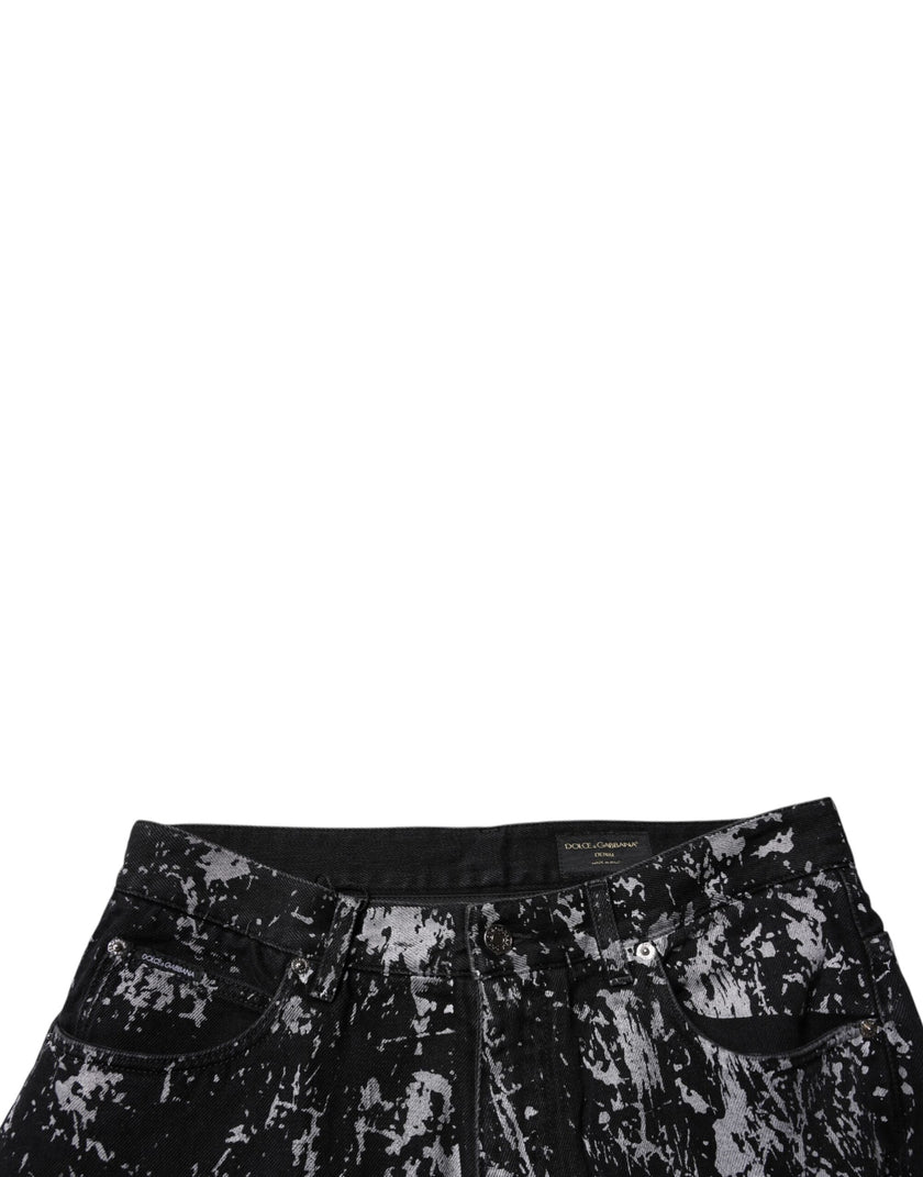 Dolce & Gabbana Black Tie Dye Cotton Straight Men Denim Jeans