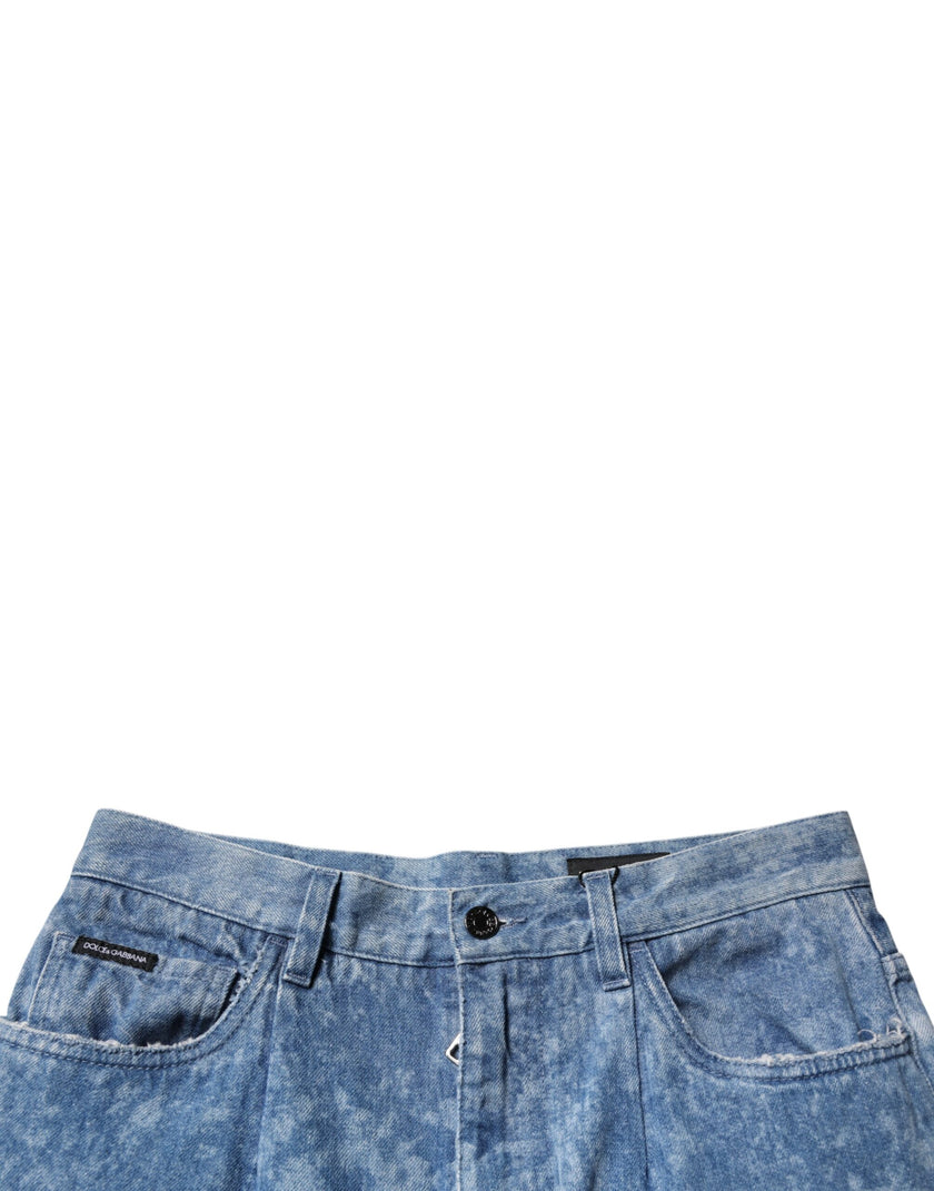 Dolce & Gabbana Blue Tie Dye Cotton Skinny Men Denim Jeans