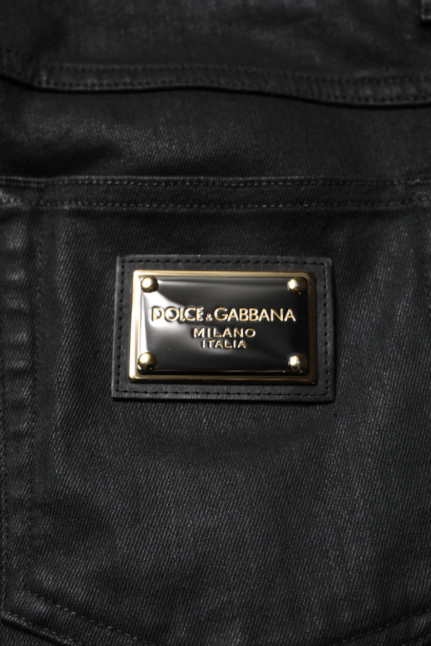 Dolce & Gabbana Black Cotton Stretch Skinny Men Denim Jeans
