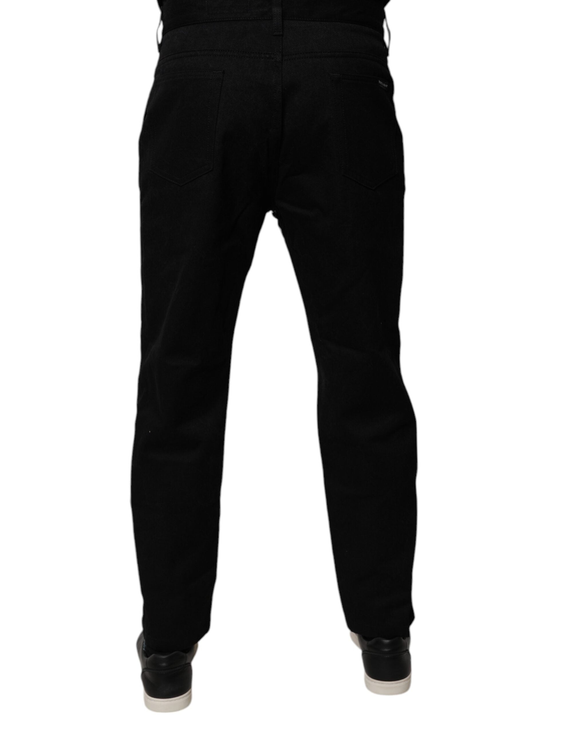 Dolce & Gabbana Black Logo Bandana Cotton Loose Denim Jeans