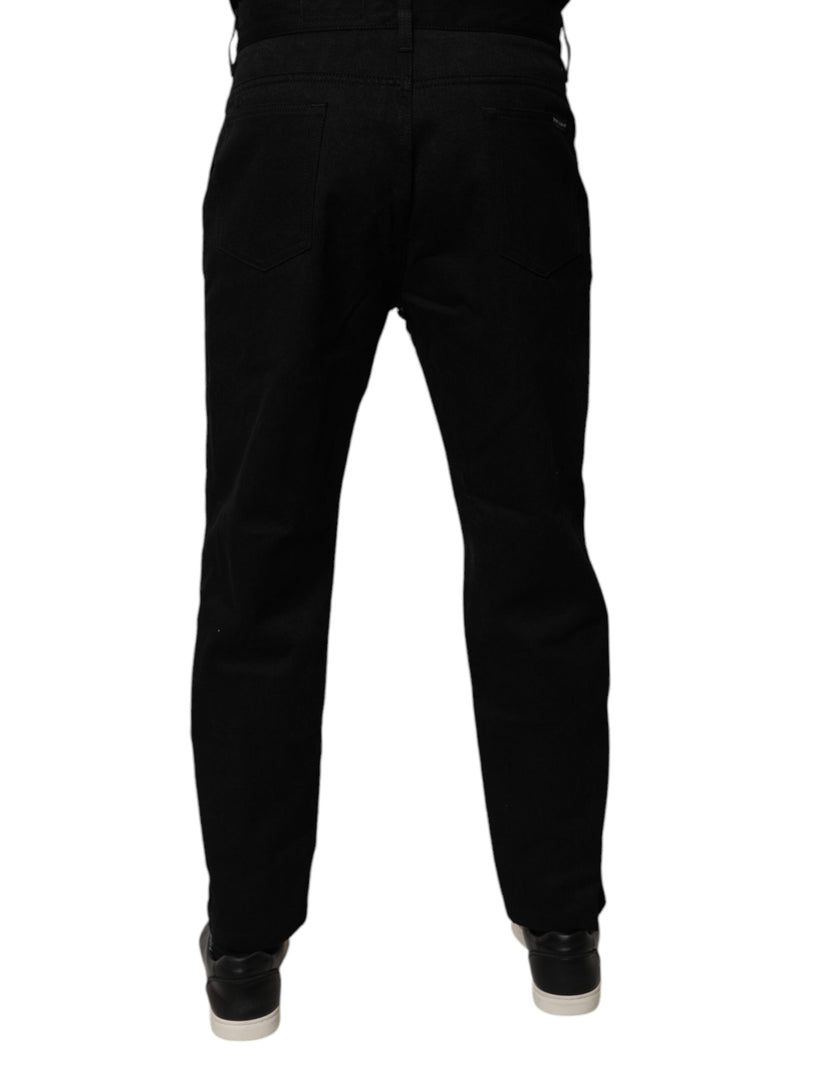 Dolce & Gabbana Black Logo Bandana Cotton Loose Denim Jeans