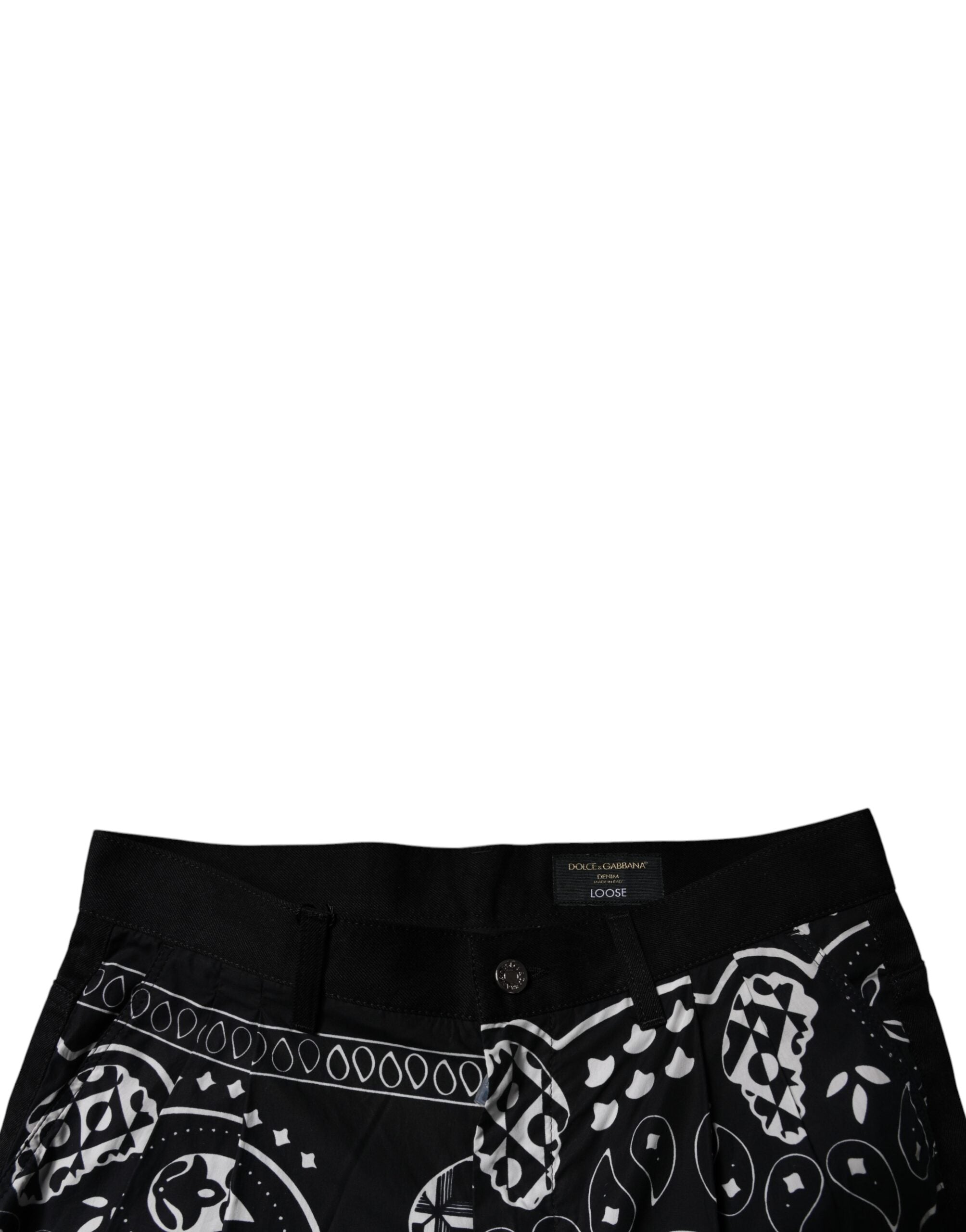Dolce & Gabbana Black Logo Bandana Cotton Loose Denim Jeans
