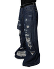 Dolce & Gabbana Dark Blue Tattered Wide Leg Men Denim Jeans