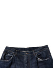 Dolce & Gabbana Dark Blue Tattered Wide Leg Men Denim Jeans