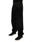 Dolce & Gabbana Black Cotton Mid Waist Wide Leg Denim Jeans