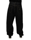 Dolce & Gabbana Black Cotton Mid Waist Wide Leg Denim Jeans
