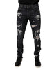 Dolce & Gabbana Black Tattered Cotton Skinny Men Denim Jeans