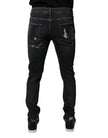 Dolce & Gabbana Black Tattered Cotton Skinny Men Denim Jeans