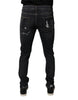 Dolce & Gabbana Black Tattered Cotton Skinny Men Denim Jeans