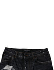 Dolce & Gabbana Black Tattered Cotton Skinny Men Denim Jeans