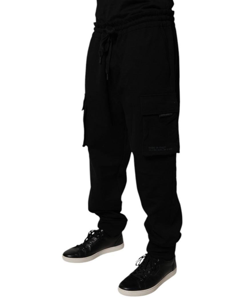Dolce & Gabbana Black Cotton Jogger Cargo Sweatpants Pants