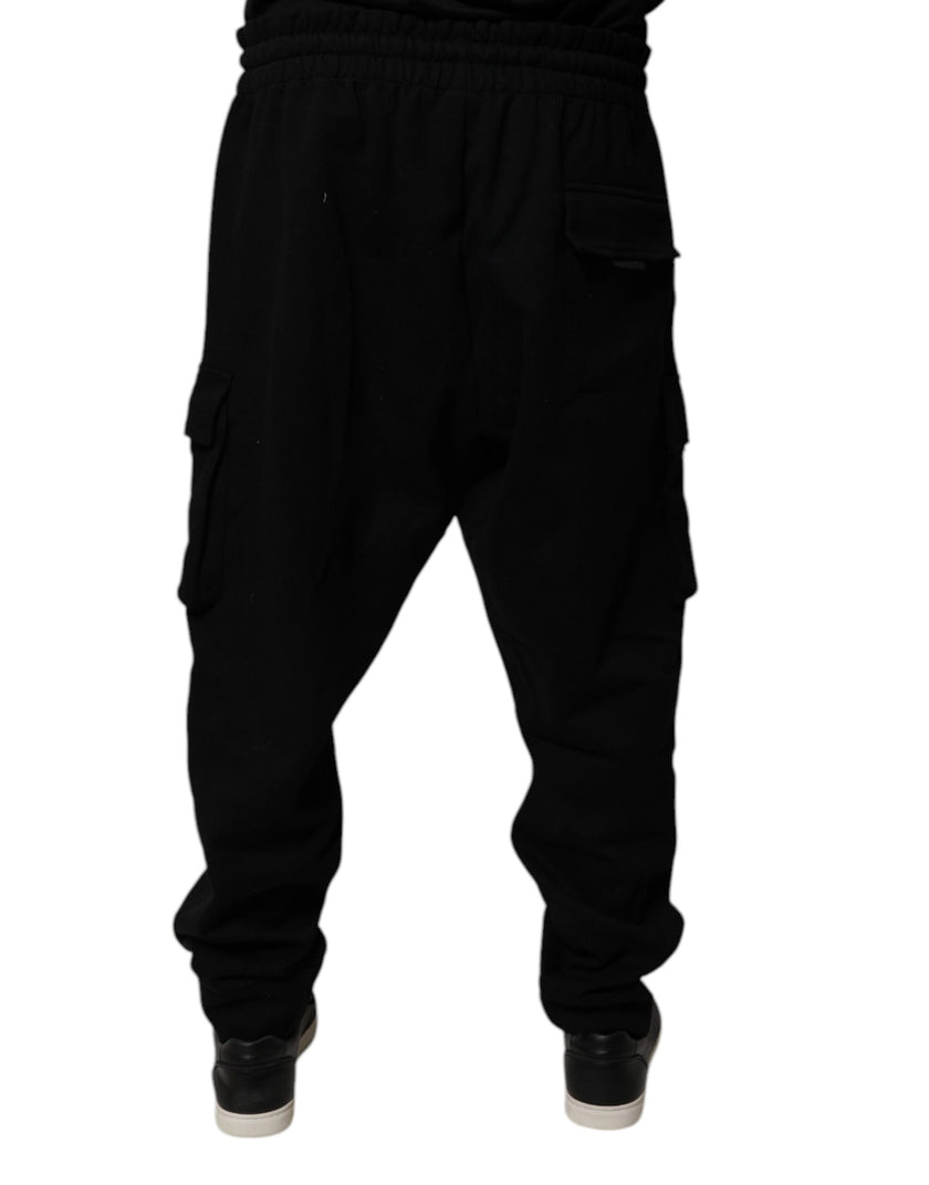 Dolce & Gabbana Black Cotton Jogger Cargo Sweatpants Pants