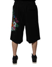 Dolce & Gabbana Black Cotton Logo Floral Print Bermuda Shorts