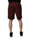 Dolce & Gabbana Black Red Cherry Print Bermuda Cotton Shorts