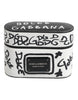 Dolce & Gabbana Black White Leather Scribble Embossed Logo Airpods Case