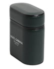 Dolce & Gabbana Black Calfskin Leather Logo Print Flip Holder Airpods Case