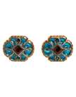 Dolce & Gabbana Gold Brass Blue Enameled Flower Cufflink