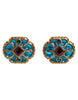Dolce & Gabbana Gold Brass Blue Enameled Flower Cufflink