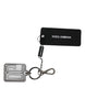 Dolce & Gabbana Gray Black DG Rubber Logo Silver Men's Keychain Keyring