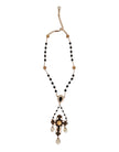 Dolce & Gabbana Gold Brass Black Beaded Chain Rosary Pendant Necklace