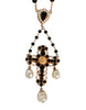 Dolce & Gabbana Gold Brass Black Beaded Chain Rosary Pendant Necklace