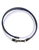 Dolce & Gabbana Blue White Leather Trimmed DG Engraved Silver Tone Clasp Bracelet