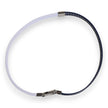 Dolce & Gabbana Blue White Leather Trimmed DG Engraved Silver Tone Clasp Bracelet
