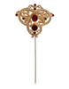 Dolce & Gabbana Gold Tone Red Crystal Embellish 925 Sterling Silver Pin