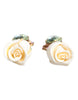 Dolce & Gabbana Brass White Flower Bloom Crystal Clip Dangling Earrings