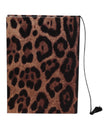 Dolce & Gabbana Brown Black Polyester Leopard Logo Print Small Notebook