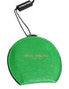 Dolce & Gabbana Green Calfskin Leather Round Logo Hand Mirror Holder