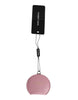 Dolce & Gabbana Pink Calfskin Leather Round Logo Hand Mirror Holder