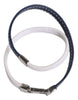 Dolce & Gabbana Blue White Leather Trimmed DG Engraved Silver Tone Clasp Bracelet