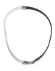 Dolce & Gabbana Blue White Leather Trimmed DG Engraved Silver Tone Clasp Bracelet