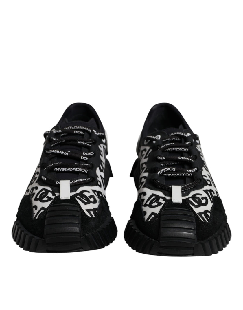 Dolce & Gabbana Black Logo Lace Up Low Top NS1 Sneakers Shoes
