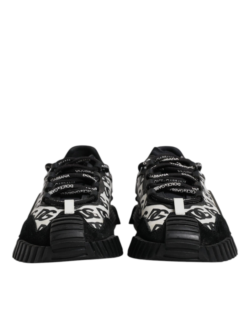 Dolce & Gabbana Black Logo Lace Up Low Top NS1 Sneakers Shoes